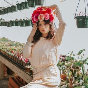 Vintage A.J. Bari Peach Key Hole Open Back Dress